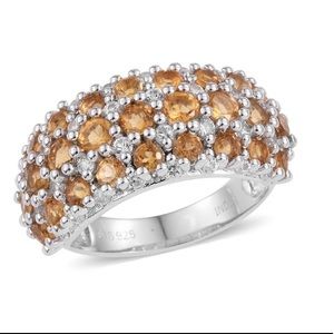 NWT Brilliant 3-Row Band Style Citrine & Zircon Rg